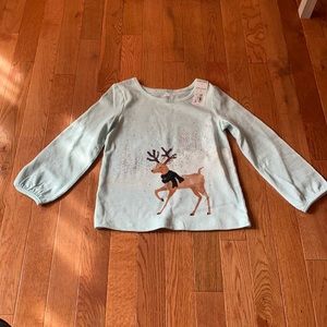 NWT Girl’s Sonoma Size 4 Reindeer Snow Long Sleeve T Shirt Christmas
